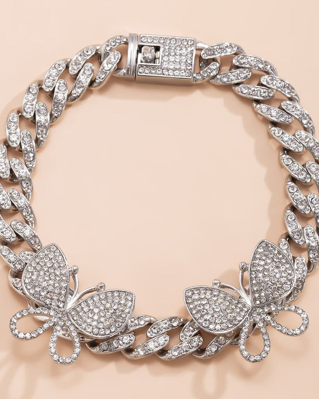 Rhinestone Decor Butterfly Charm Anklet — jewelry gift detail view 43 | Dear Given