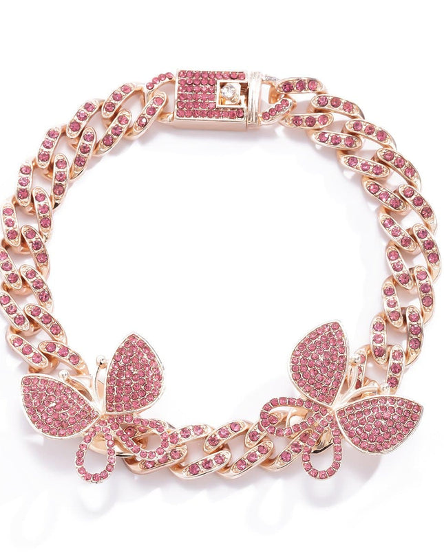 Rhinestone Decor Butterfly Charm Anklet — jewelry gift detail view 34 | Dear Given