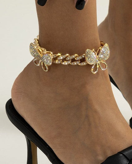 Rhinestone Decor Butterfly Charm Anklet — jewelry gift detail view 38 | Dear Given