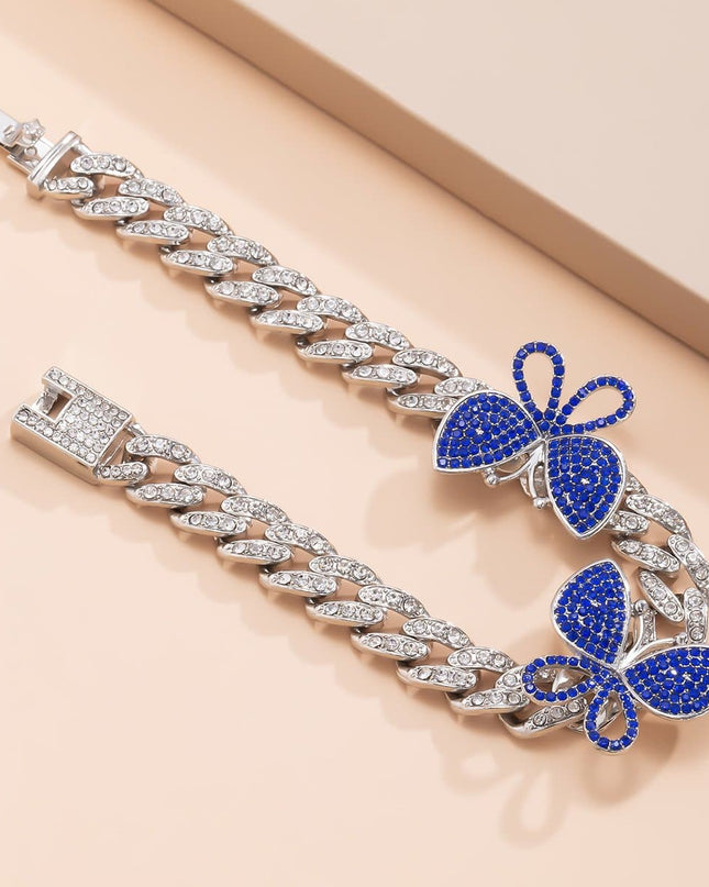 Rhinestone Decor Butterfly Charm Anklet — jewelry gift detail view 3 | Dear Given