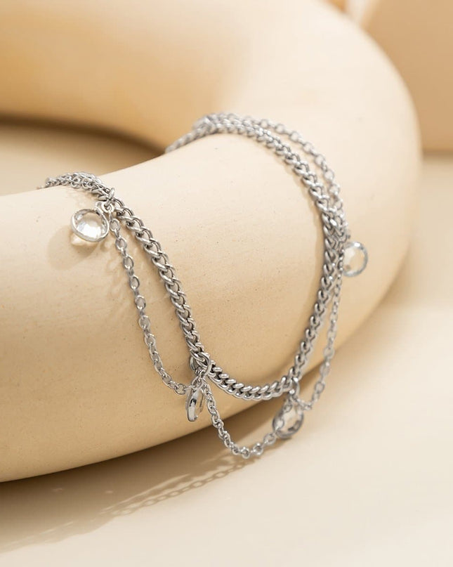 Layered stone pendant anklet — jewelry gift detail view 2 | Dear Given