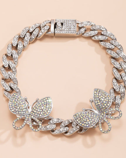Rhinestone Decor Butterfly Charm Anklet — jewelry gift detail view 2 | Dear Given