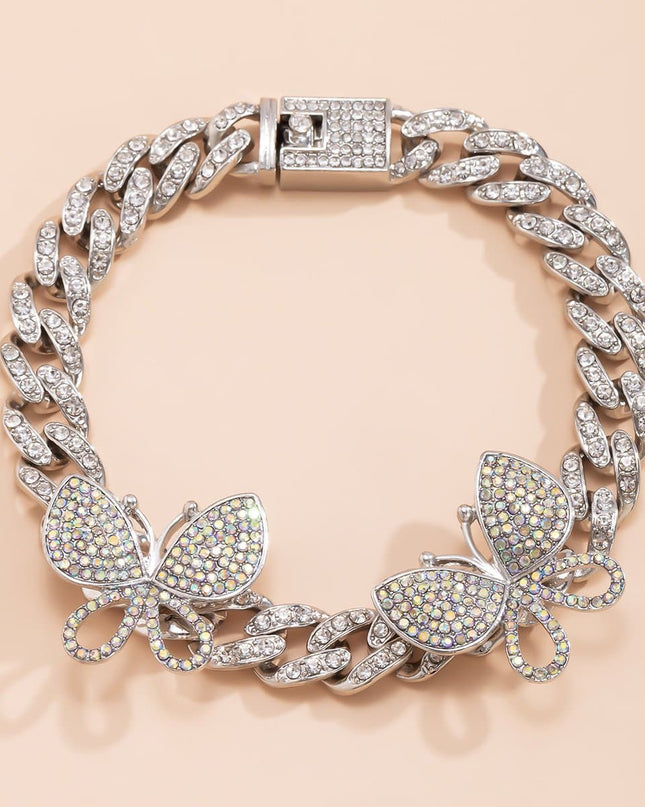 Rhinestone Decor Butterfly Charm Anklet — jewelry gift detail view 2 | Dear Given