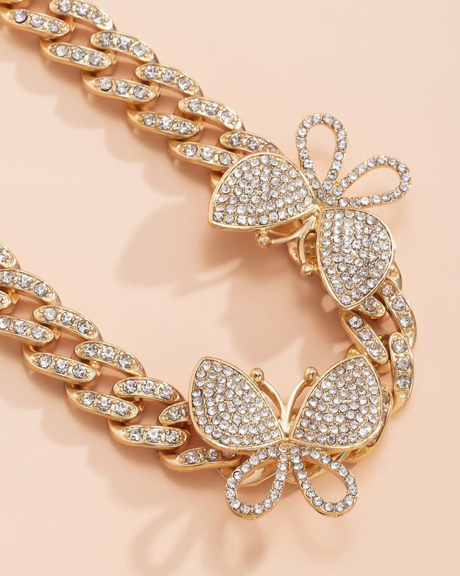 Rhinestone Decor Butterfly Charm Anklet — jewelry gift detail view 9 | Dear Given