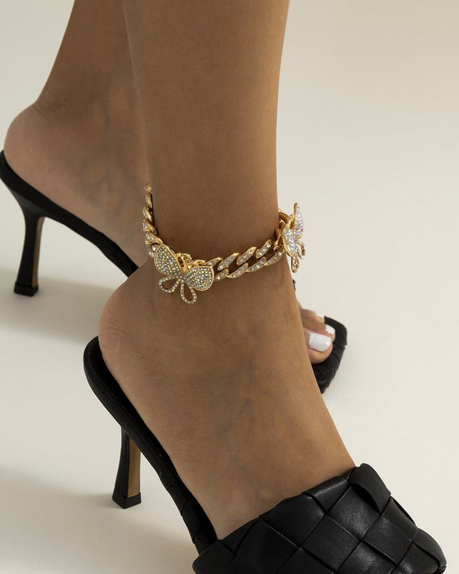 Rhinestone Decor Butterfly Charm Anklet — jewelry gift detail view 19 | Dear Given
