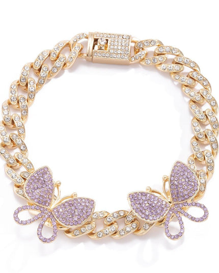 Rhinestone Decor Butterfly Charm Anklet — jewelry gift detail view 32 | Dear Given