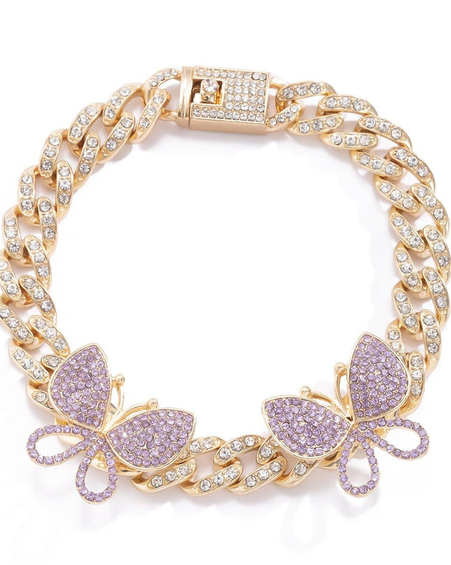 Rhinestone Decor Butterfly Charm Anklet — jewelry gift detail view 32 | Dear Given