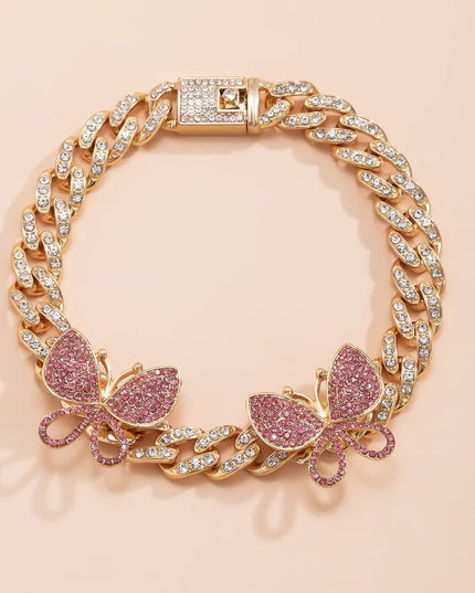 Rhinestone Decor Butterfly Charm Anklet — jewelry gift detail view 39 | Dear Given