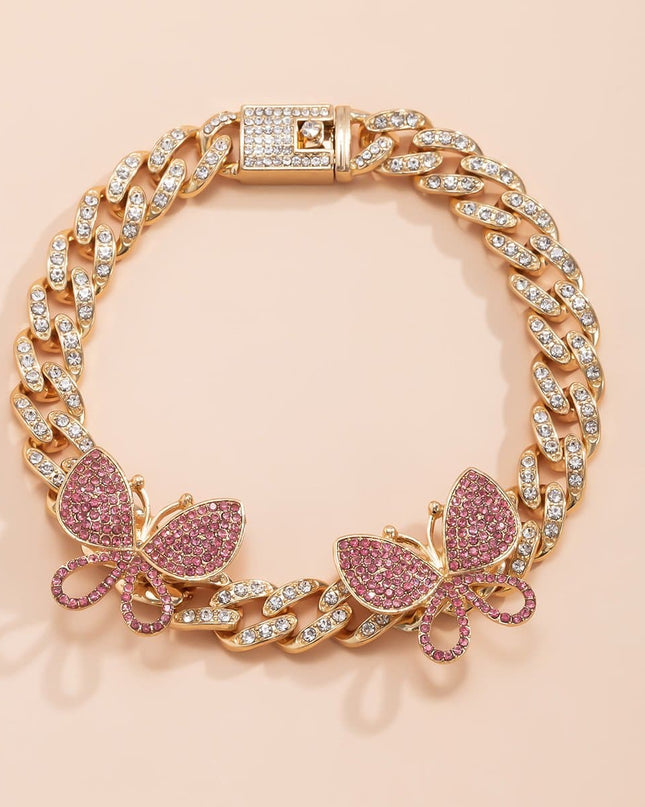 Rhinestone Decor Butterfly Charm Anklet — jewelry gift detail view 39 | Dear Given