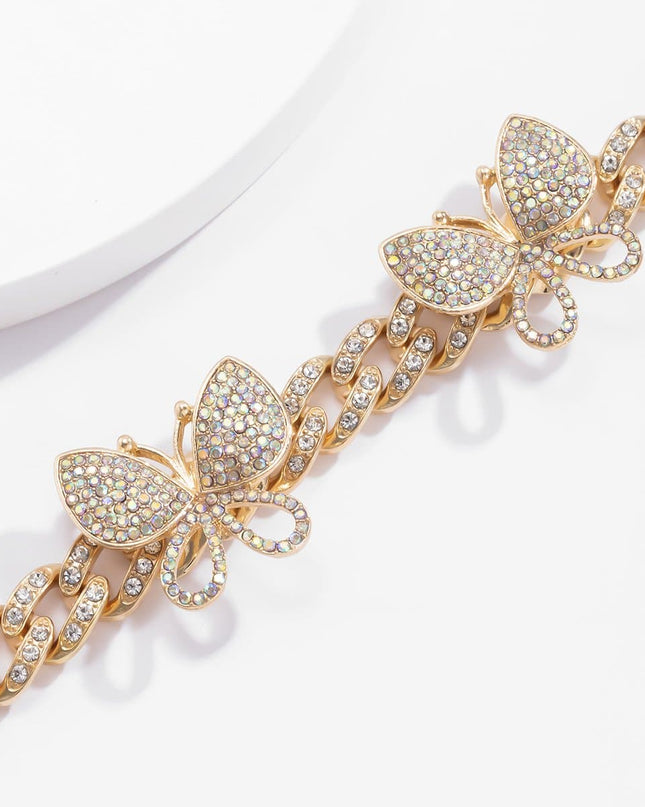 Rhinestone Decor Butterfly Charm Anklet — jewelry gift detail view 30 | Dear Given
