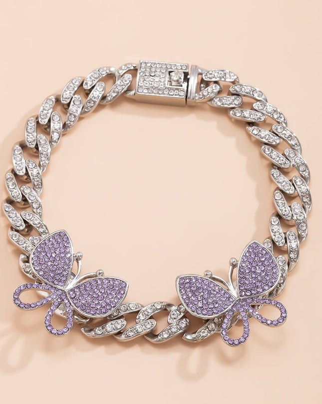 Rhinestone Decor Butterfly Charm Anklet — jewelry gift detail view 45 | Dear Given