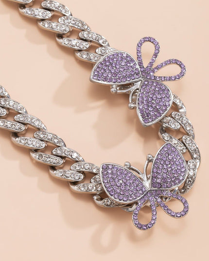 Rhinestone Decor Butterfly Charm Anklet — jewelry gift detail view 11 | Dear Given