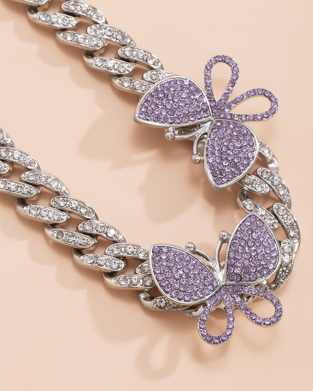 Rhinestone Decor Butterfly Charm Anklet — jewelry gift detail view 11 | Dear Given