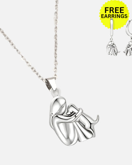 Hug Pendant Necklace Set with Free Earrings - Limited-Time Bonus Offer