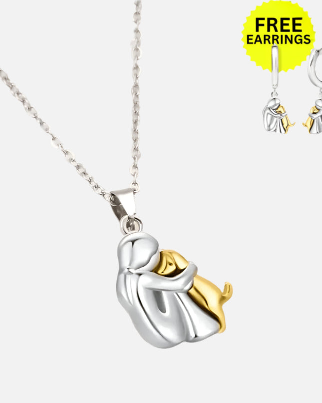 Hug Pendant Necklace Set with Free Earrings - Limited-Time Bonus Offer