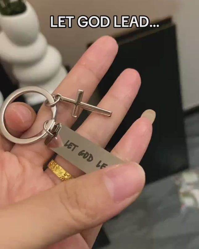 Let God Lead Cross Keychain